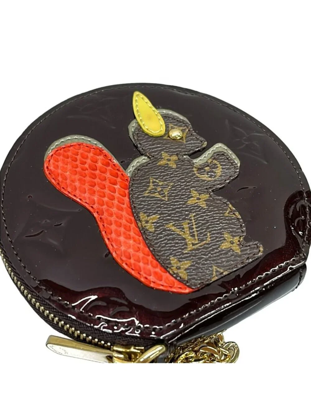 Louis Vuitton Coin Purse Monogram Vernis Port Monecruille Leather with Amarante
